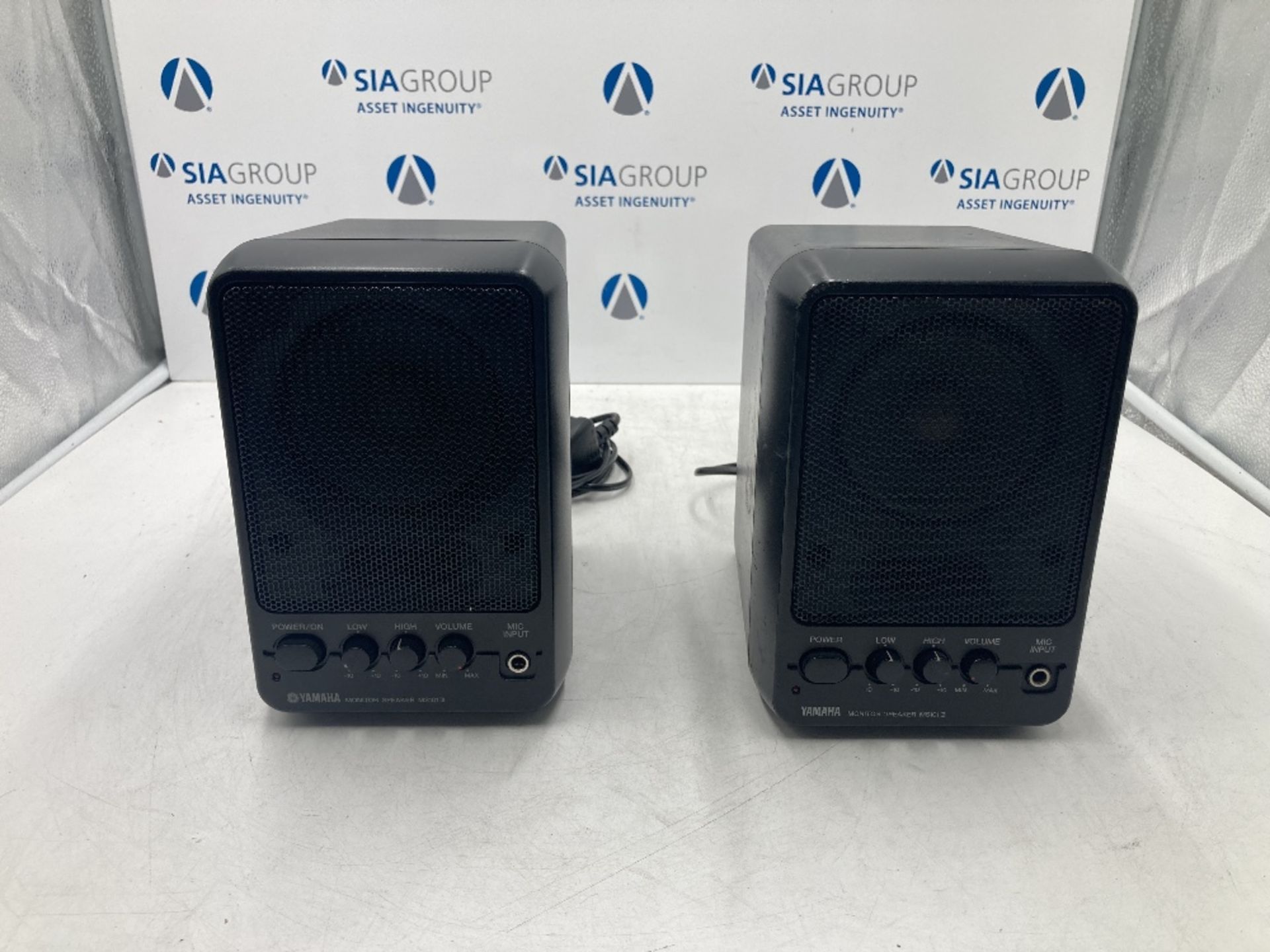 (2) Yamaha MS101 Powered Monitor Speaker & Individual Padded Carry Cases