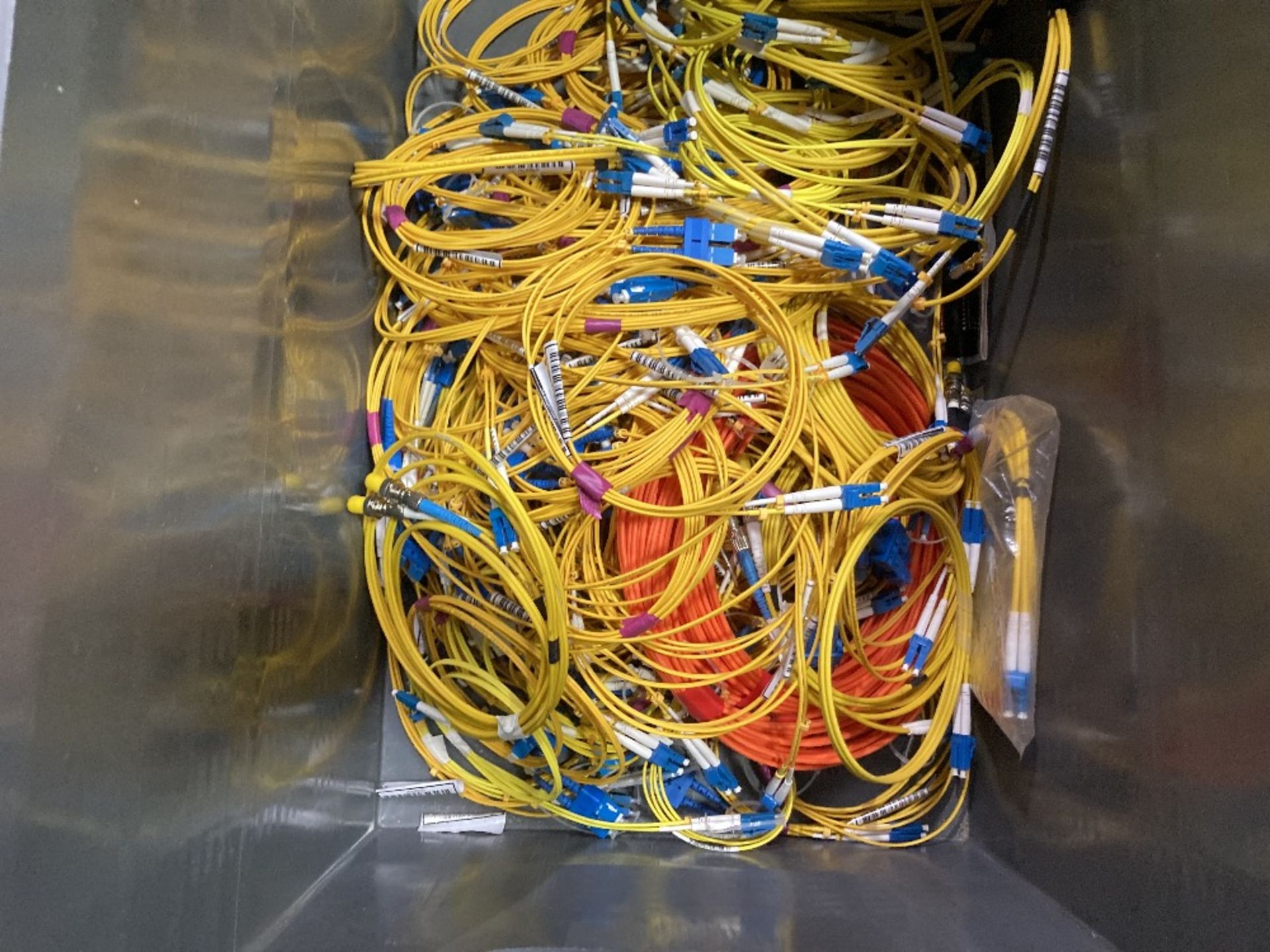 Quantity of 40m And 2m Single Mode LC-SC Duplex Cross Patch Leads With (2) Plastic Lin Bins - Image 6 of 8