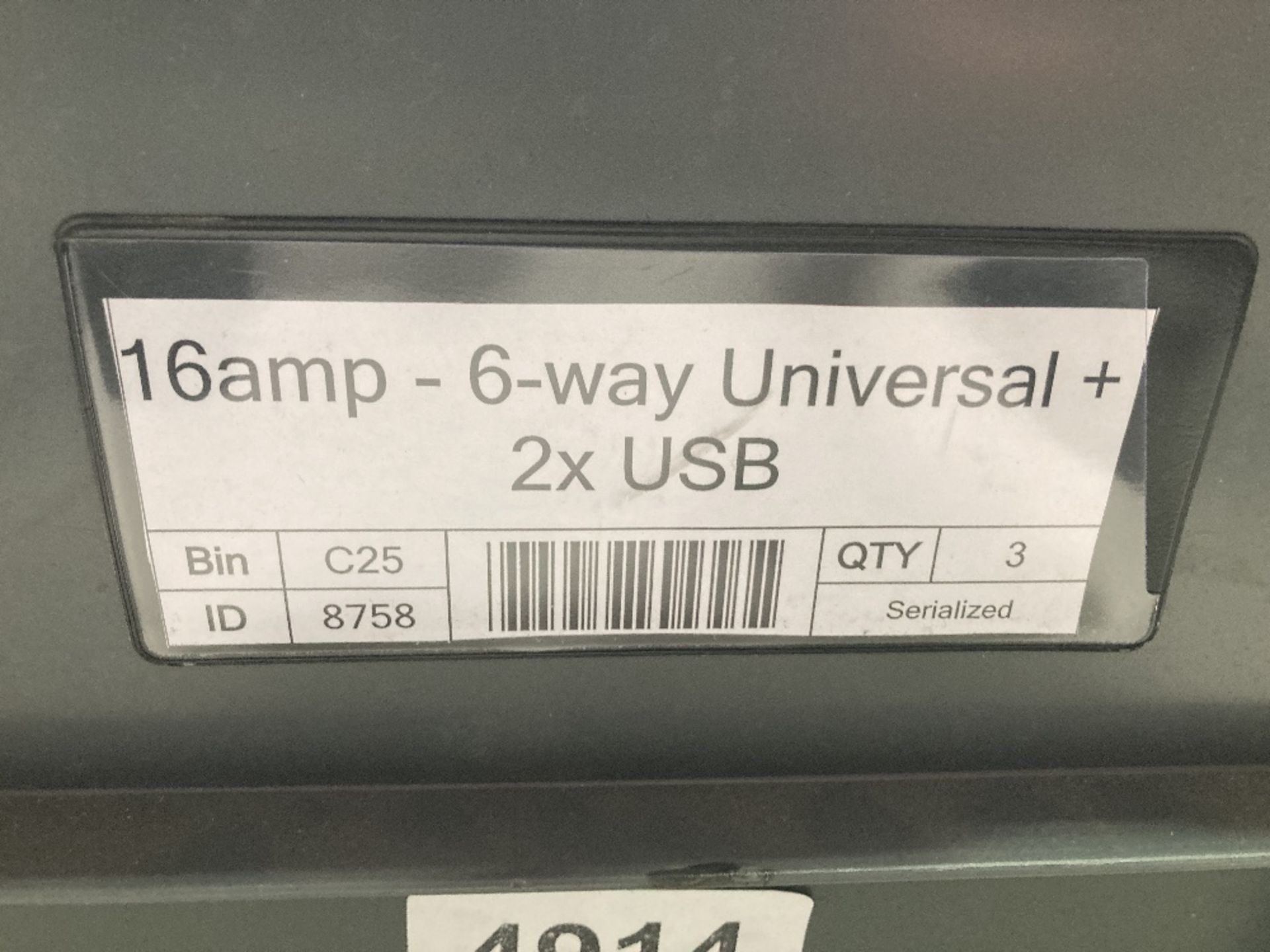 Large Quantity of 16amp 6-Way Universal + 2x USB 6-Plug Power strip With Plastic Lin Bin - Image 5 of 5