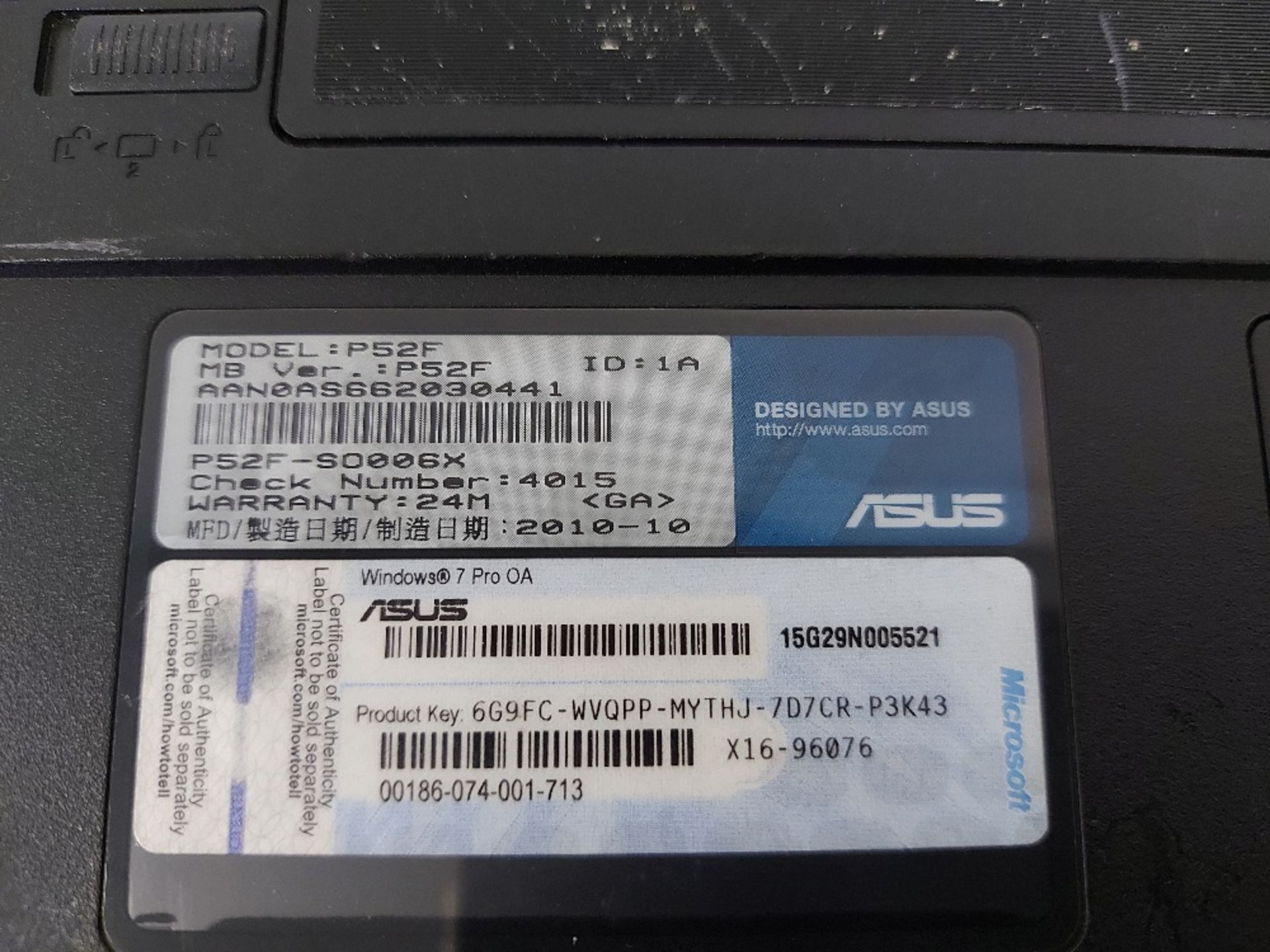 Asus P52F Laptop - Image 5 of 5