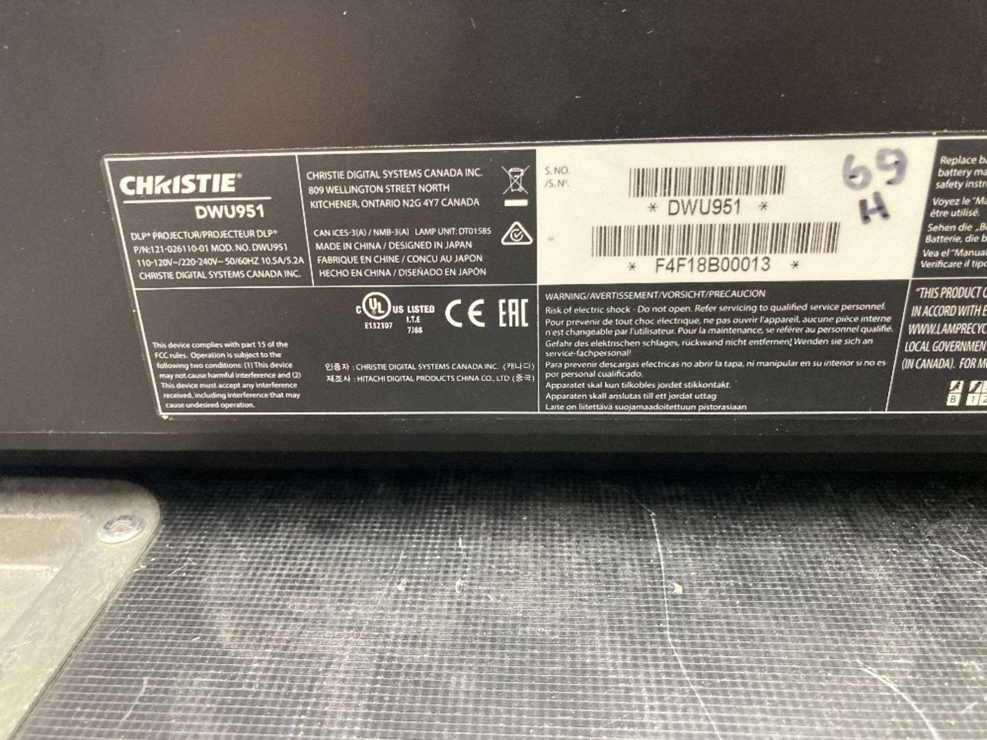 Christie DWU951-Q 8.5k Lamp Projector, 1.2-1.8/1.1-1.7:1 Zoom Lens & Heavy Duty Flight Case - Image 5 of 13