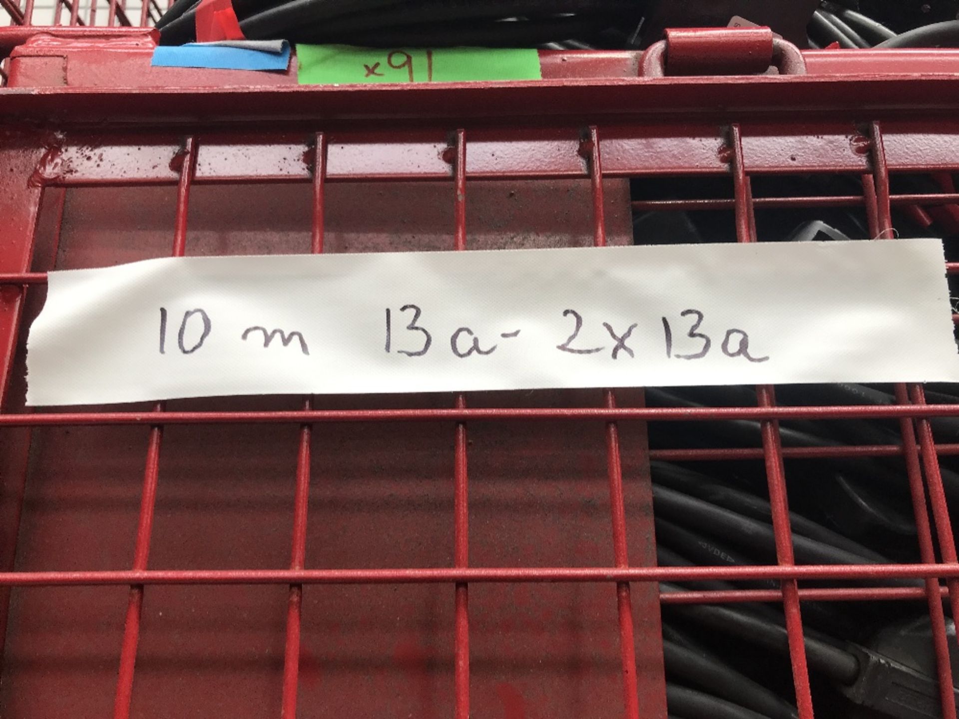 Large Quantity of 10m 13a-2x13a Cable & 5m 13a-2x13a Cable with Steel Fabricated Stillage - Image 2 of 3