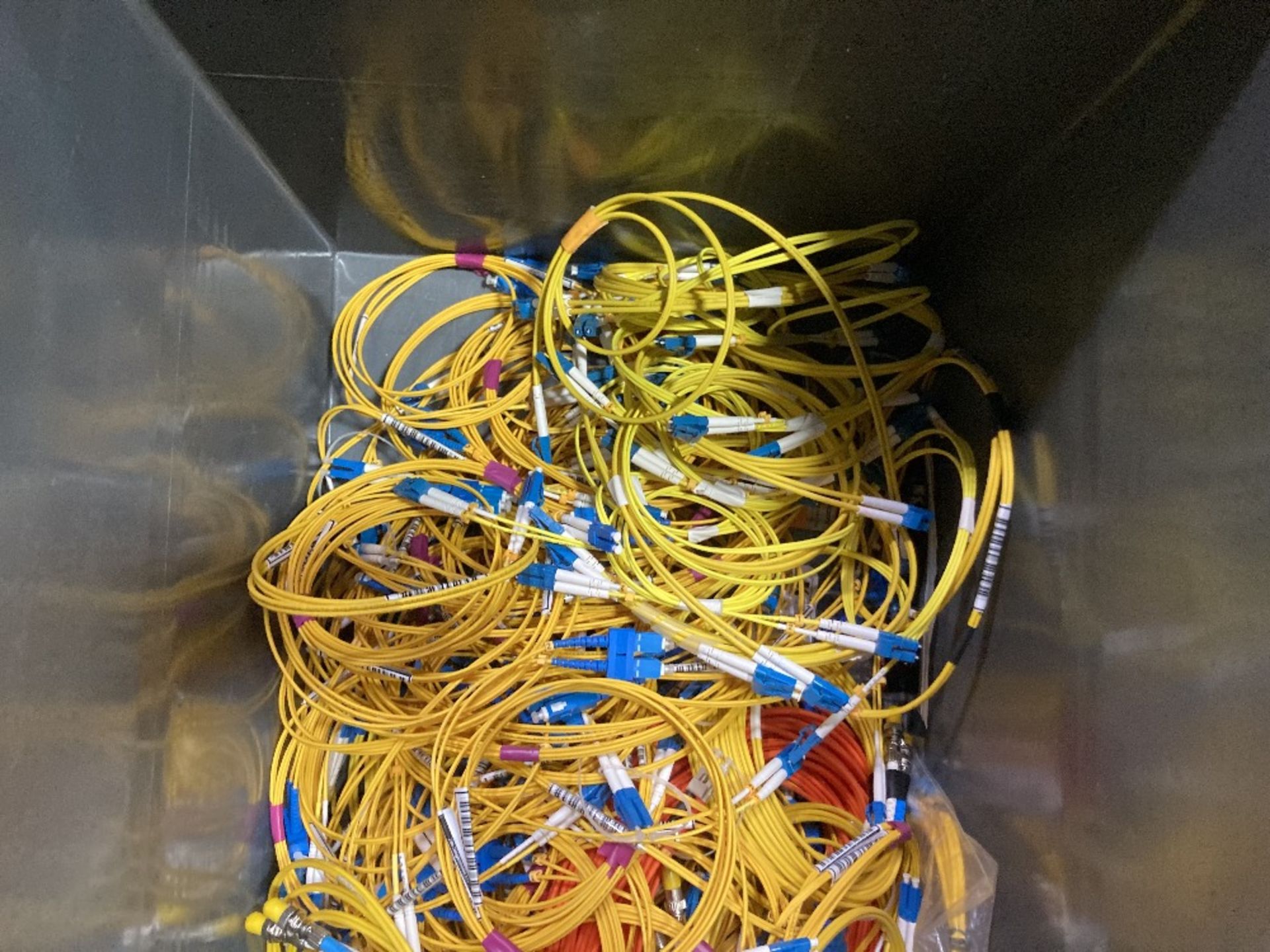 Quantity of 40m And 2m Single Mode LC-SC Duplex Cross Patch Leads With (2) Plastic Lin Bins - Image 7 of 8