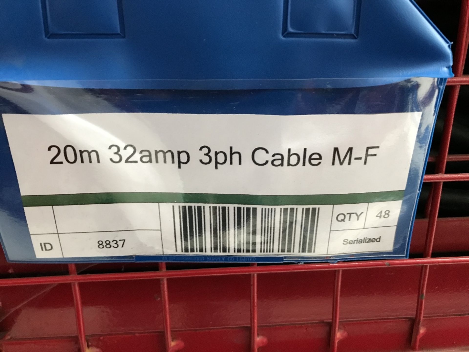 Large Quantity of 20m 32amp 3ph Cable M-F with Steel Fabricated Stillage - Bild 2 aus 2