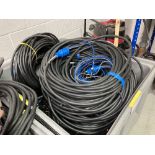 Large Quantity Of Various Sized Audio Visual Cables With Plastic Container