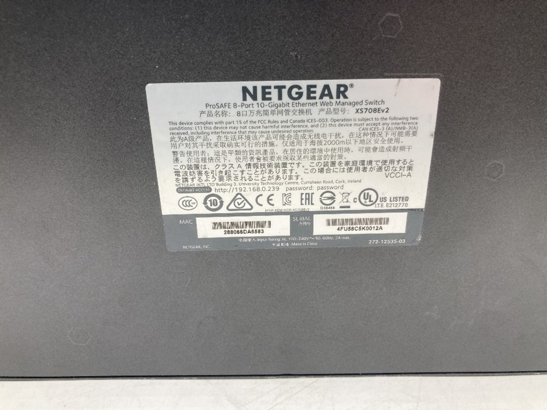 Netgear XS708E 8 Port 10G Managed Network Switch - Image 6 of 6