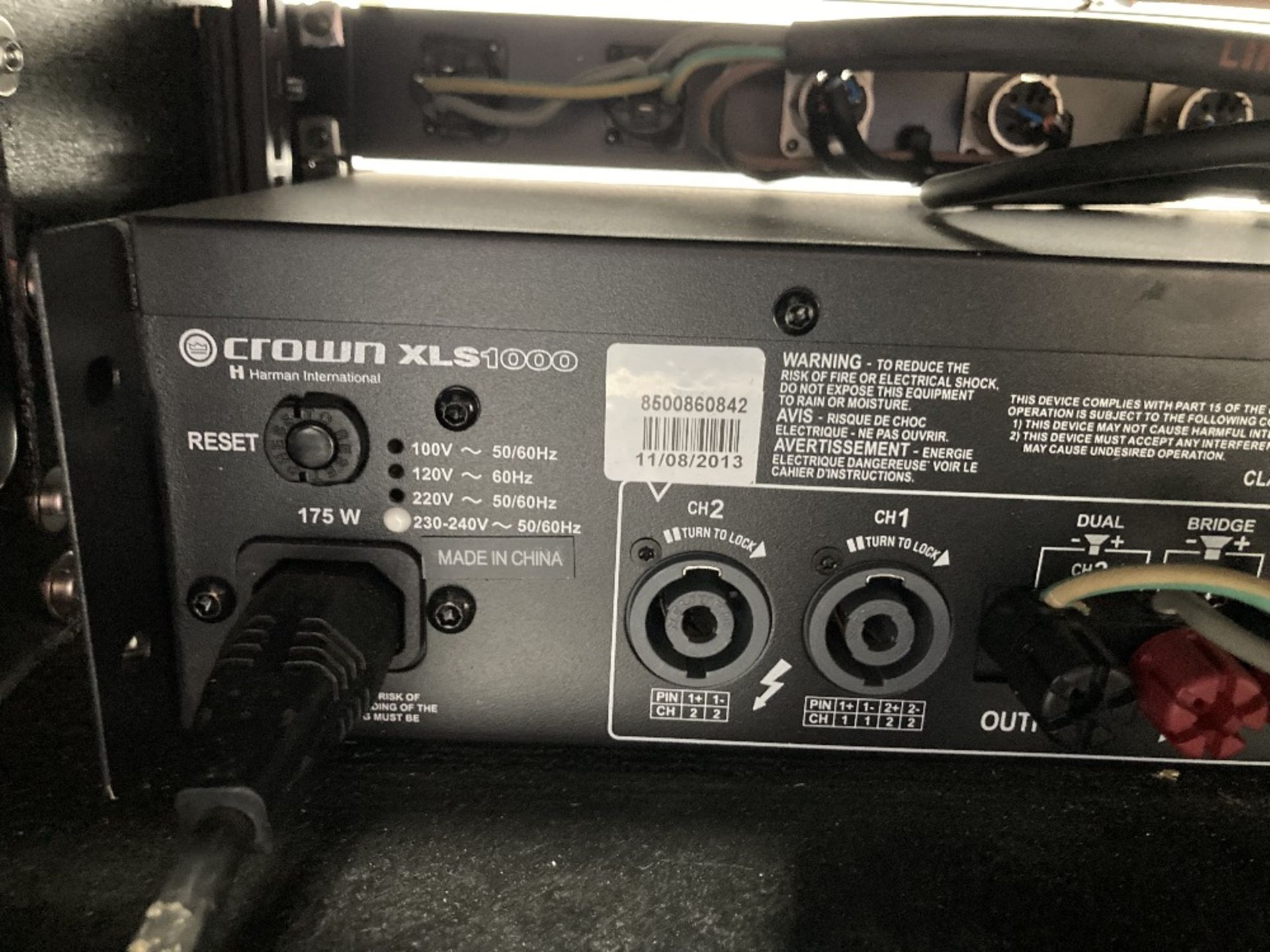 Crown XLS 1000 Audio Amplifier & Heavy Duty Flight Case Rack - Image 6 of 8