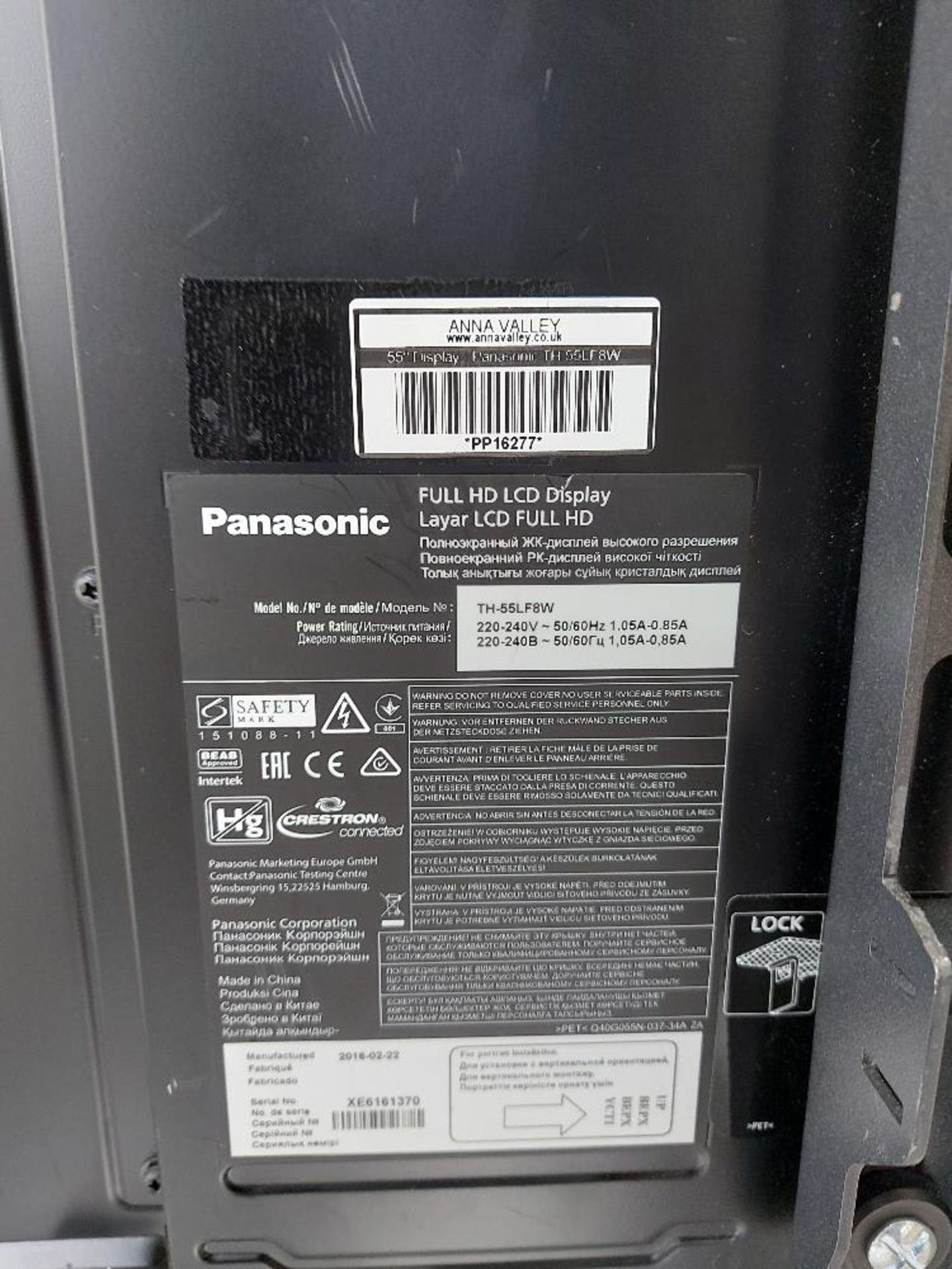 (2) Panasonic TH-55LF8W 55'' Displays - Image 4 of 6