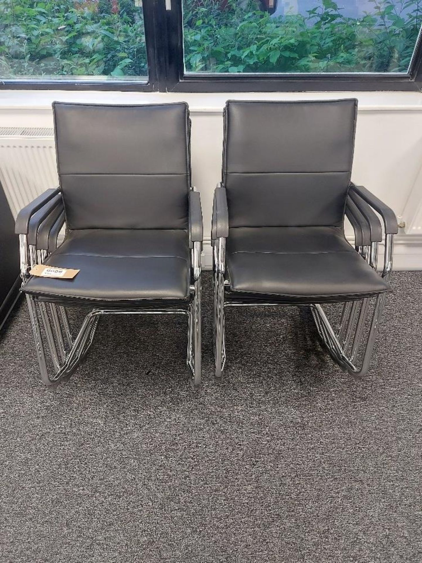 (8) Steel Framed and Vinyl Counter leaver Office Chairs