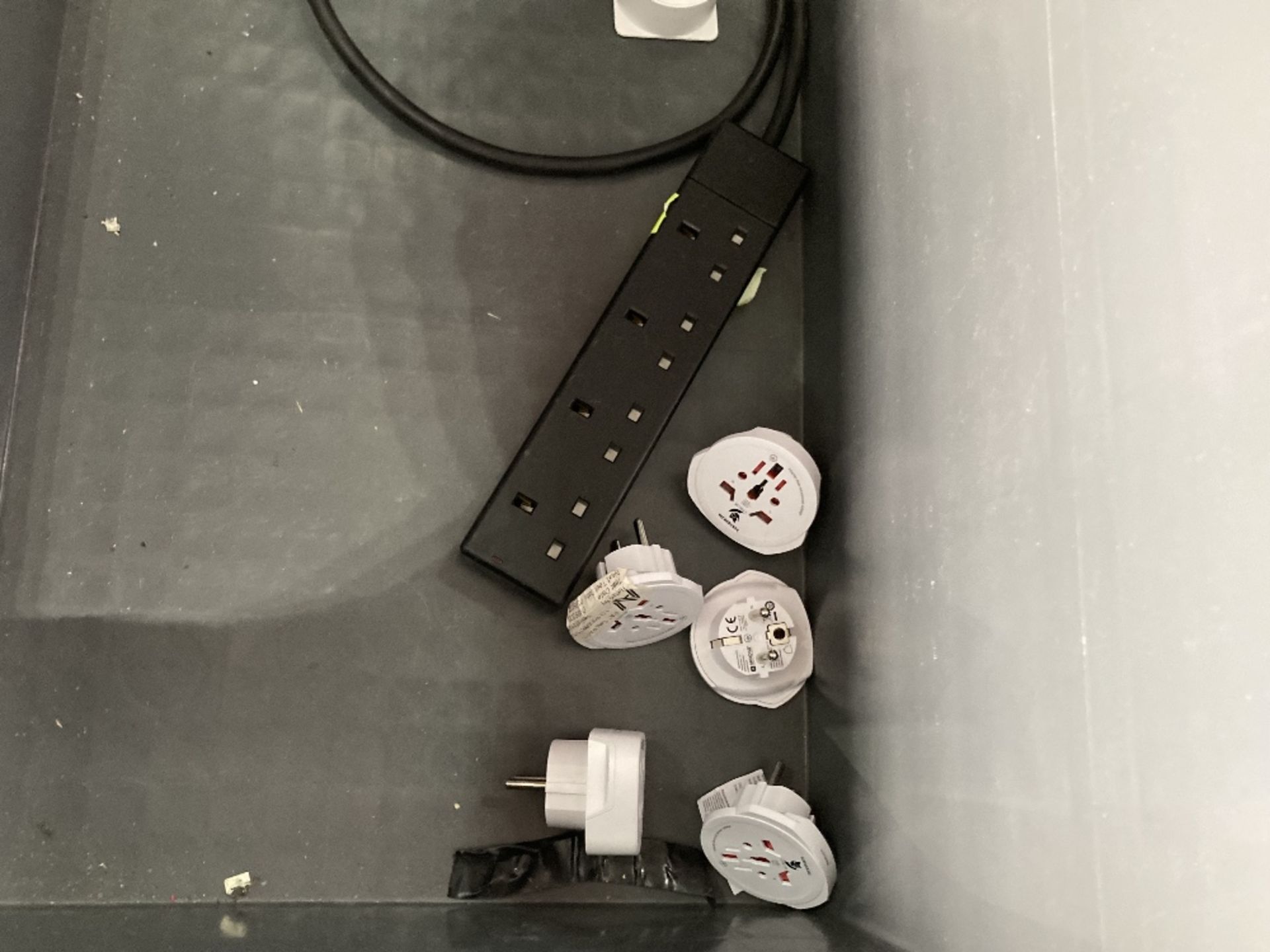 (7) 3-Pin Socket Adapters With 4-Plug Extension Cable With Plastic Lin Bin - Image 4 of 4