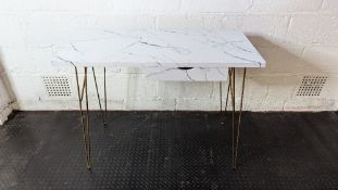 Marble effect desk with gold coloured legs