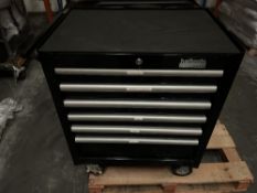 Halfords Industrial 6 drawer mobile tool trolley with contents