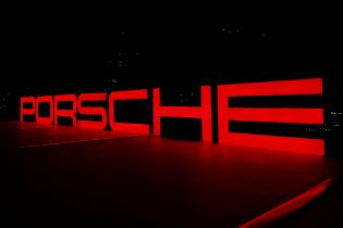 Large Aluminium Framed 'Porsche'-Style Illuminated Sign