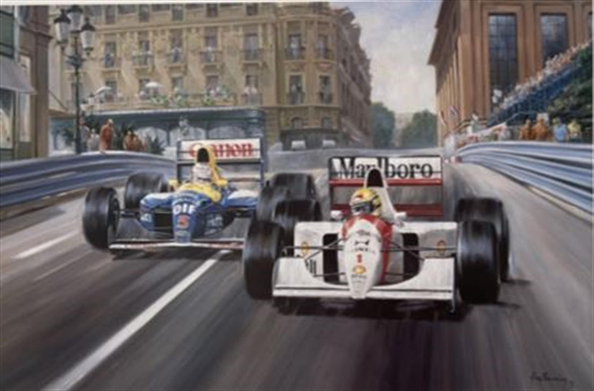 Ayrton Senna-Signed 'Fight to the Finish' by Alan Fearnley - Limited Edition Print