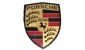 Large Hand-Painted 'Porsche' Stuttgart Shield