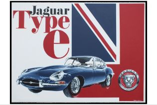 A Very British 'Jaguar' E-Type Original Acrylic on Canvas by Tony Upson