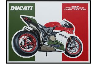 Ducati Panigale R in Acrylic on Canvas by Tony Upson