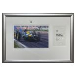 'Jim Clark Dominant' Artwork with Multi-Signed 1963 British GP Programme Page