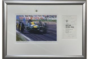 'Jim Clark Dominant' Artwork with Multi-Signed 1963 British GP Programme Page