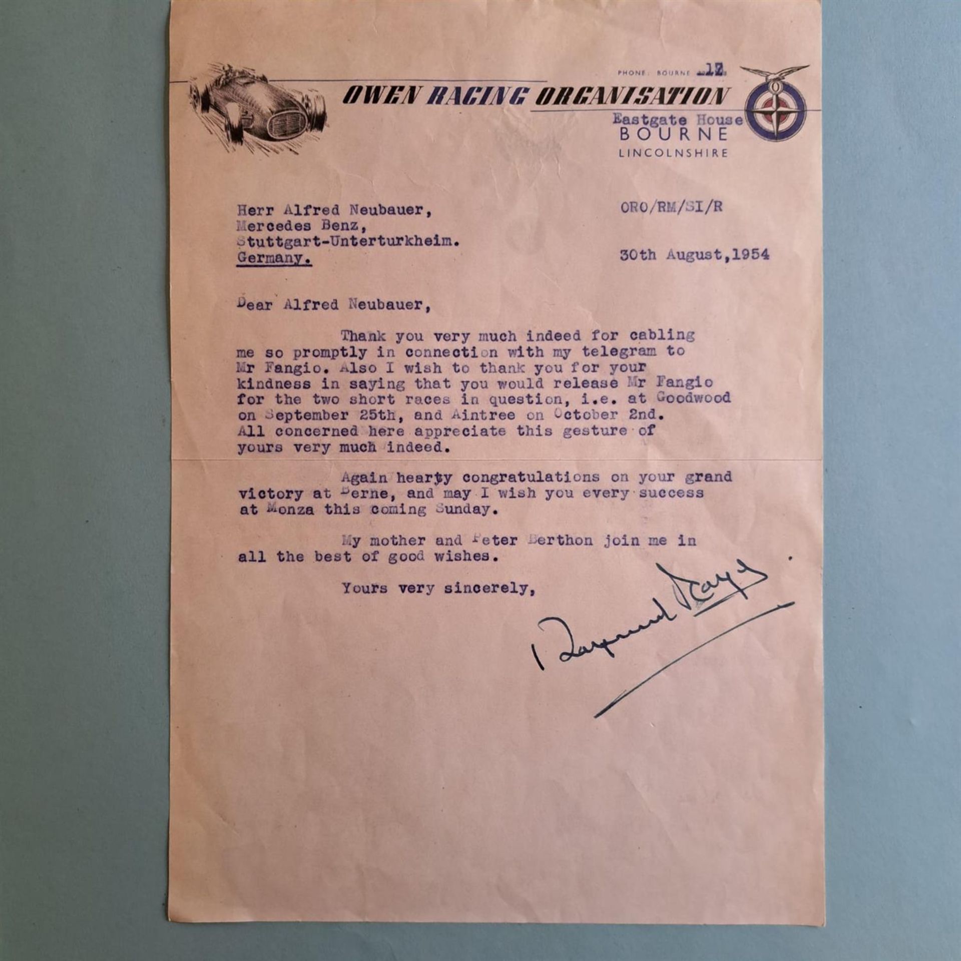 A Small Collection of Unique, Motorsport-Related Correspondence - Image 3 of 10