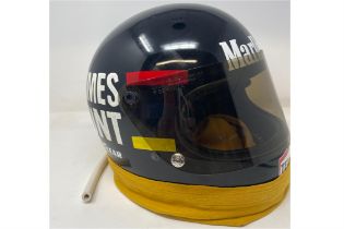 Replica Bell Racestar 2 James Hunt Helmet Complete with Fireproof 'Cravat'