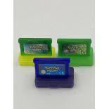 Three Game Boy Advance games, Pokemon Emerald; Pokemon Leafgreen and Pokemon Sapphire