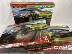 Two Micro Scalextric 1:64 scale Pro Driver sets; boxed Micro Scalextric 1:64 scale Hyper car