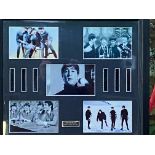Framed and glazed Beatles single; together with a limited edition Beatles film cell and photographs