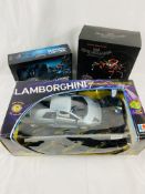 Lamborghini wireless radio controlled car in box; Spiderman Spider Drone in box, Quadro-copter