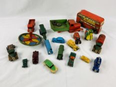 Quantity of diecast and tinplate toys.