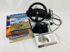 Thrustmaster Formula sprint steering wheel and pedals; together with two games