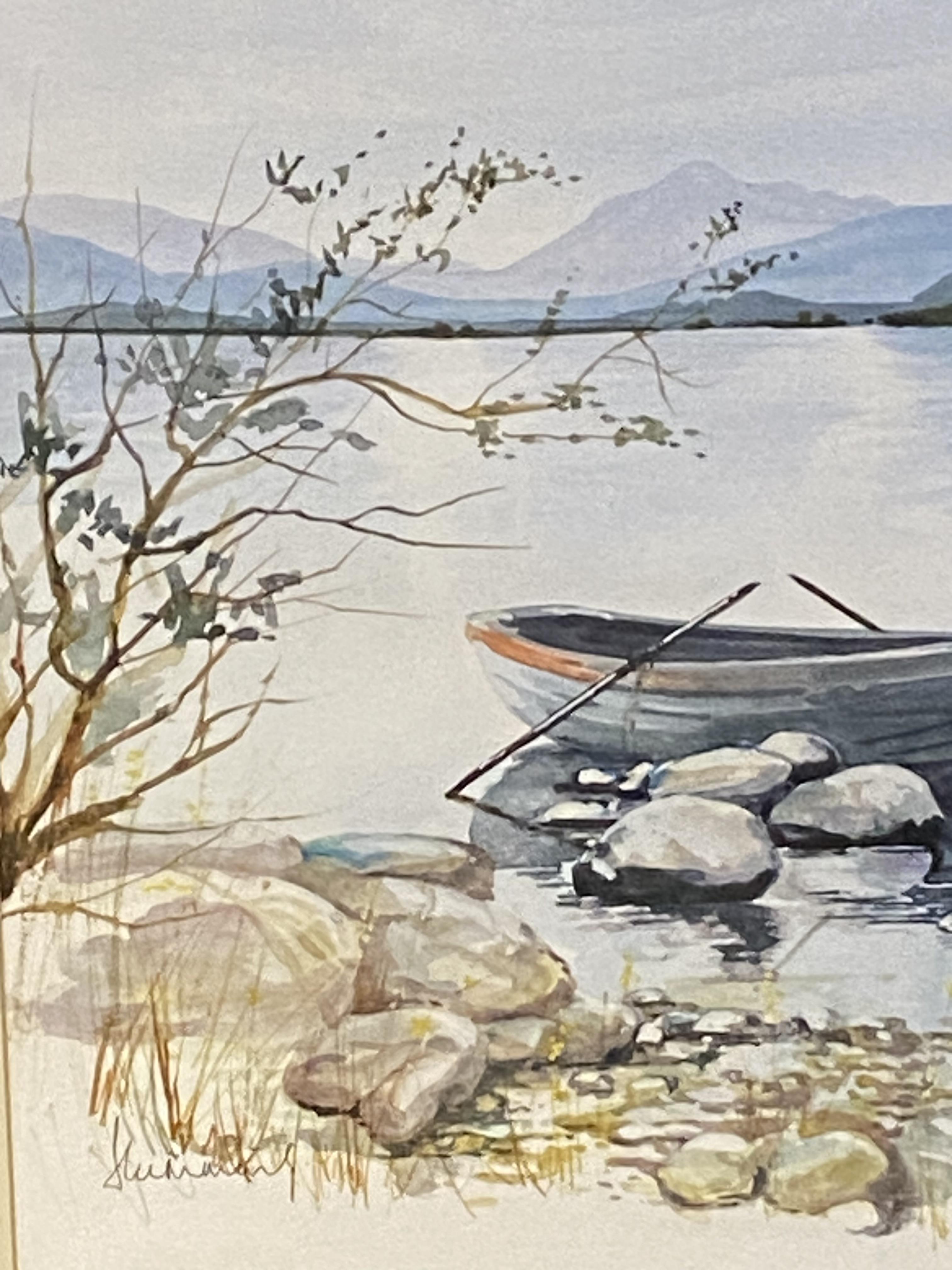 Framed and glazed watercolour of a lake scene signed by artist - Image 3 of 3
