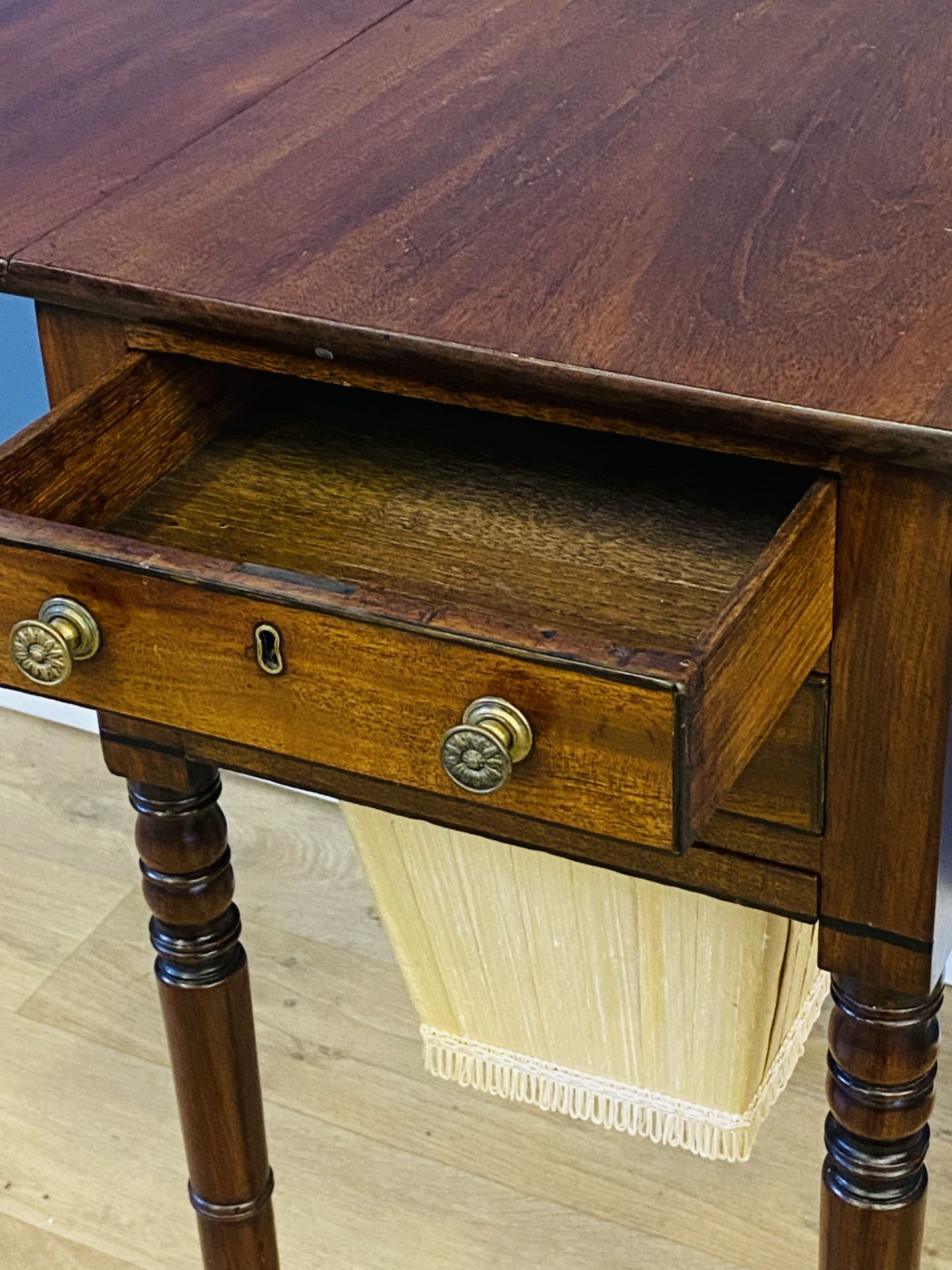 19th century mahogany drop leaf work table - Image 3 of 5