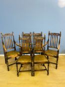 Six carved oak dining chairs