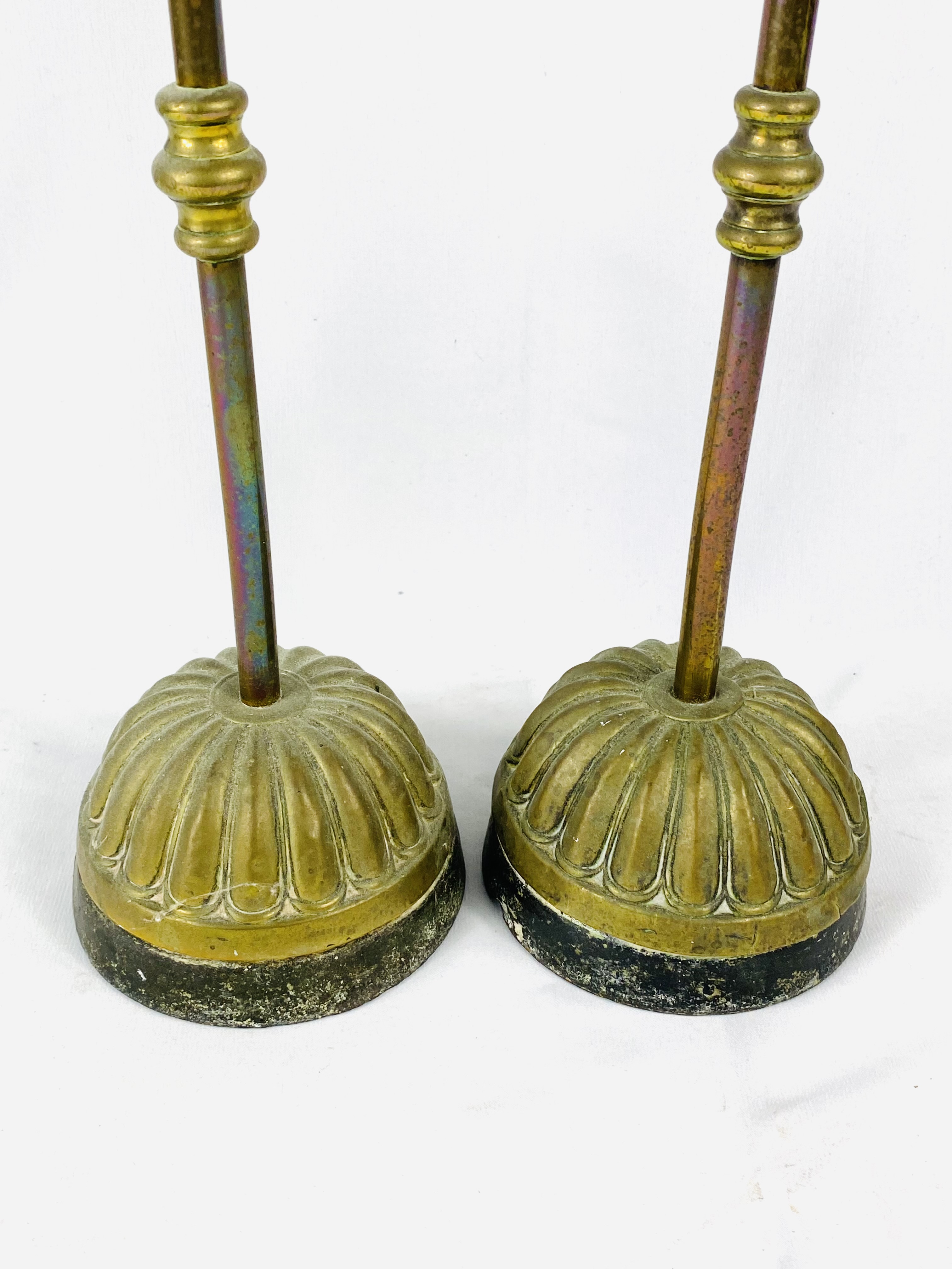 Pair of brass door stops with cast iron bases. - Image 2 of 3