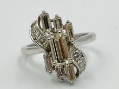 White gold and diamond cocktail ring