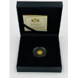 Platinum Jubilee half gram gold £5 coin, in box with Certificate of Authenticity.