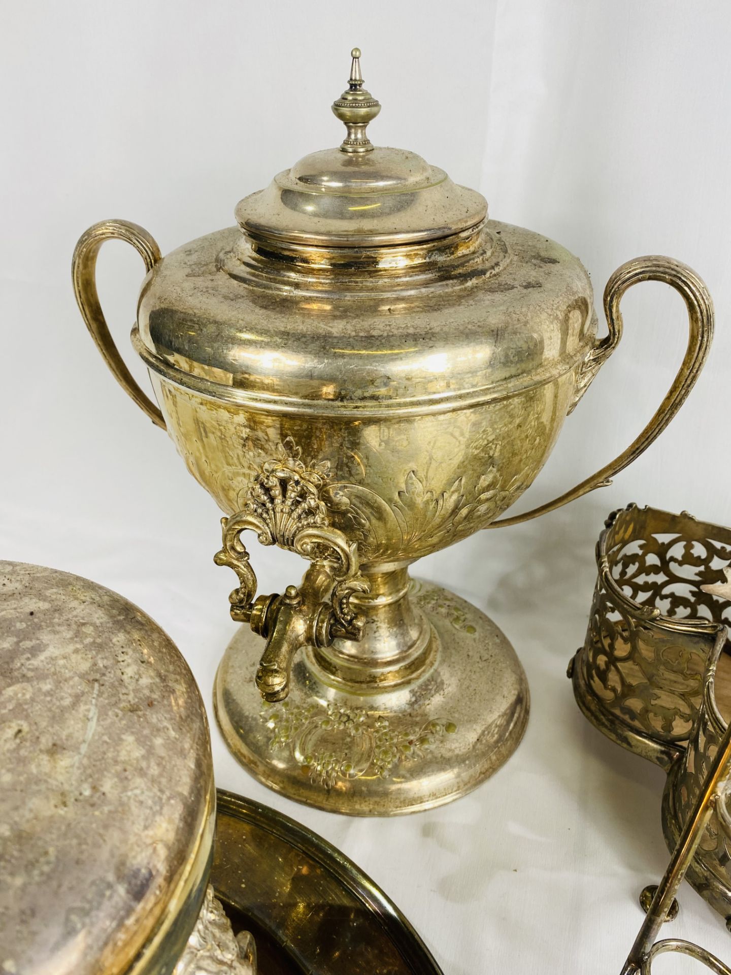 Silver plate samovar; together with a quantity of silver plate items - Image 2 of 3