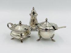 Silver 'harlequin' cruet set