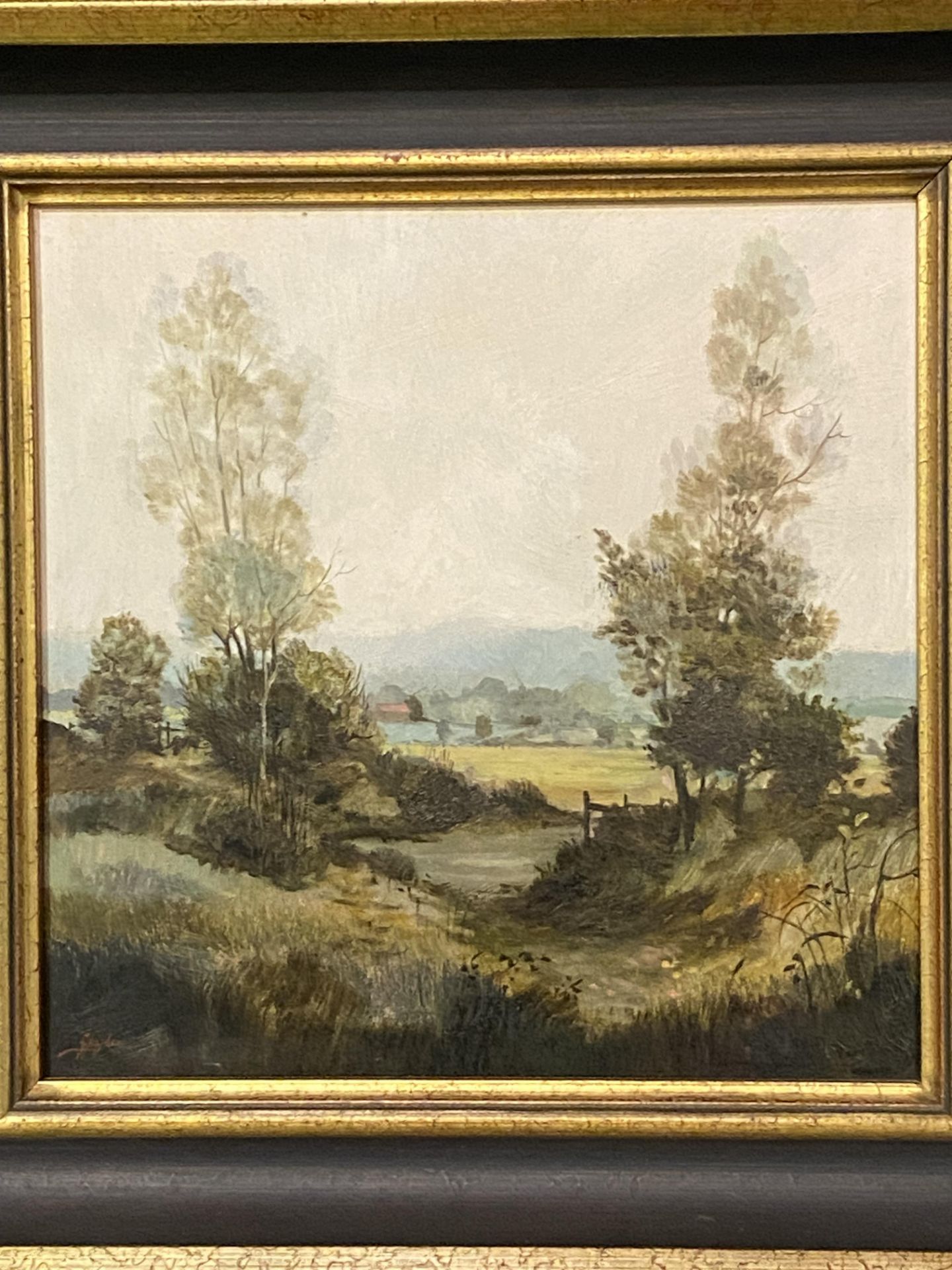 Framed oil on board of a landscape signed by artist, G Hughes - Image 2 of 5
