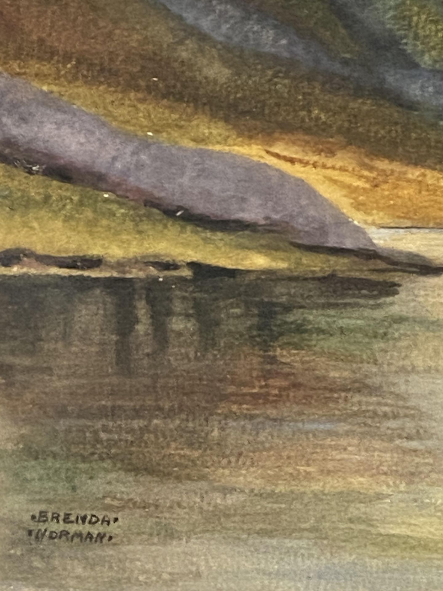 Brenda Norman, framed and glazed watercolour of a Scottish loch - Image 3 of 4