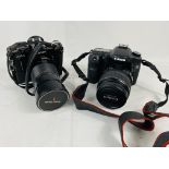 Canon EOS 40D together with a Canon AE-1 camera