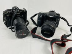 Canon EOS 40D together with a Canon AE-1 camera