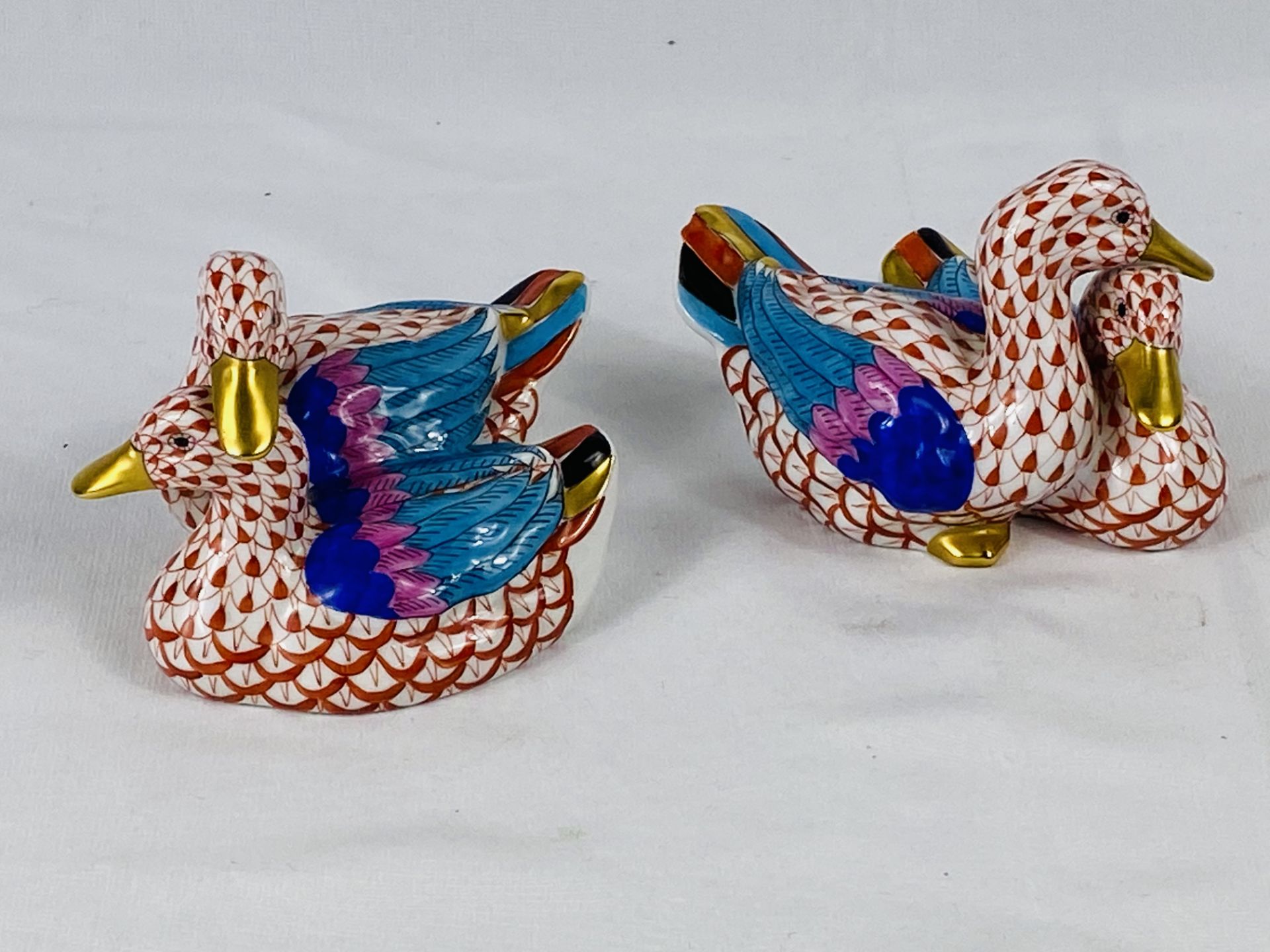 Two Herend pottery pairs of ducks, - Image 2 of 3