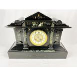 Slate cased mantel clock together with a mahogany mantel clock