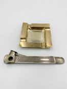 Silver ashtray and cigar cutter with silver gripped handle