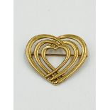 9ct gold heart shaped brooch