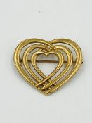 9ct gold heart shaped brooch