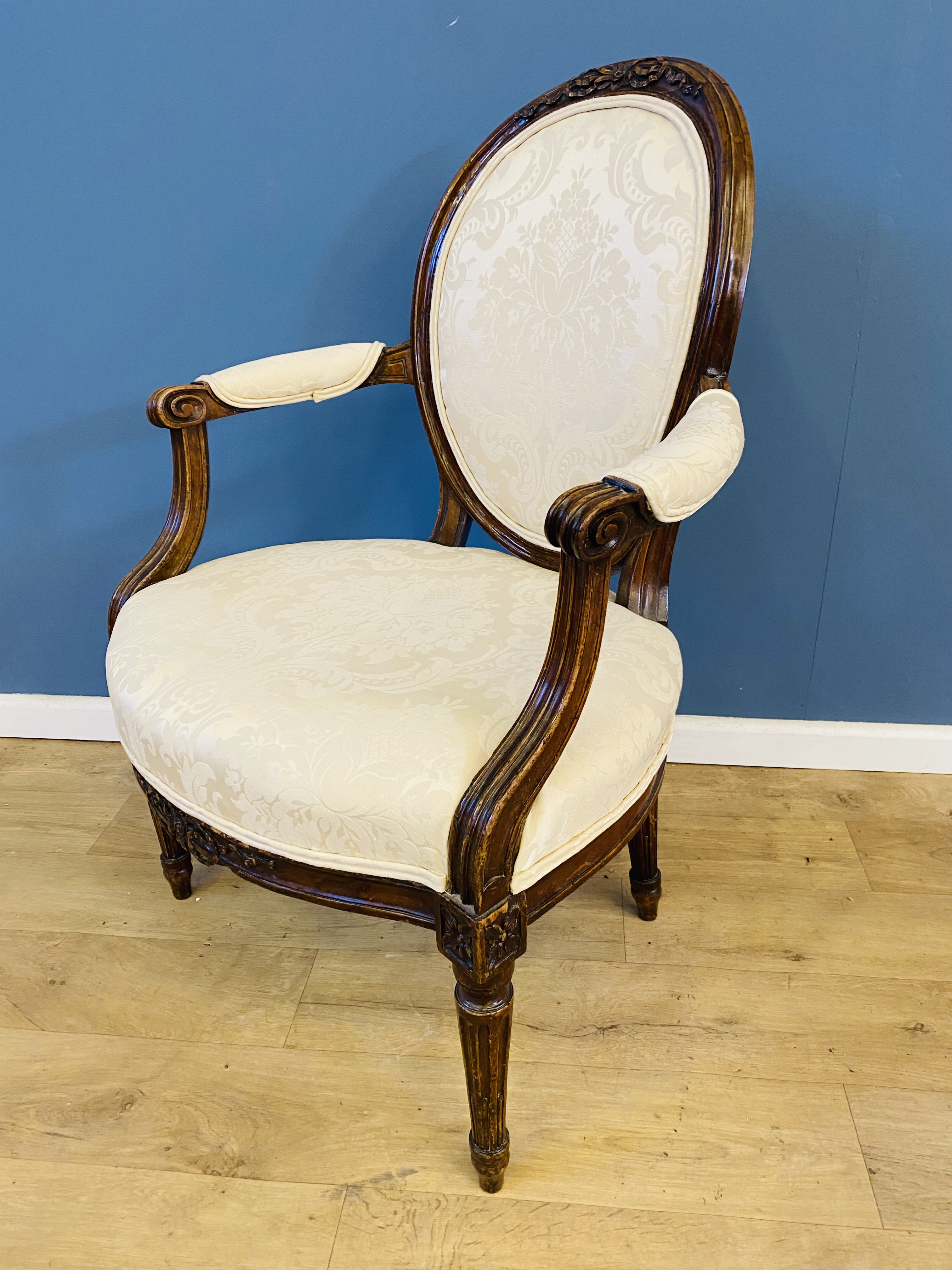 Early 20th century walnut open armchair - Image 2 of 5