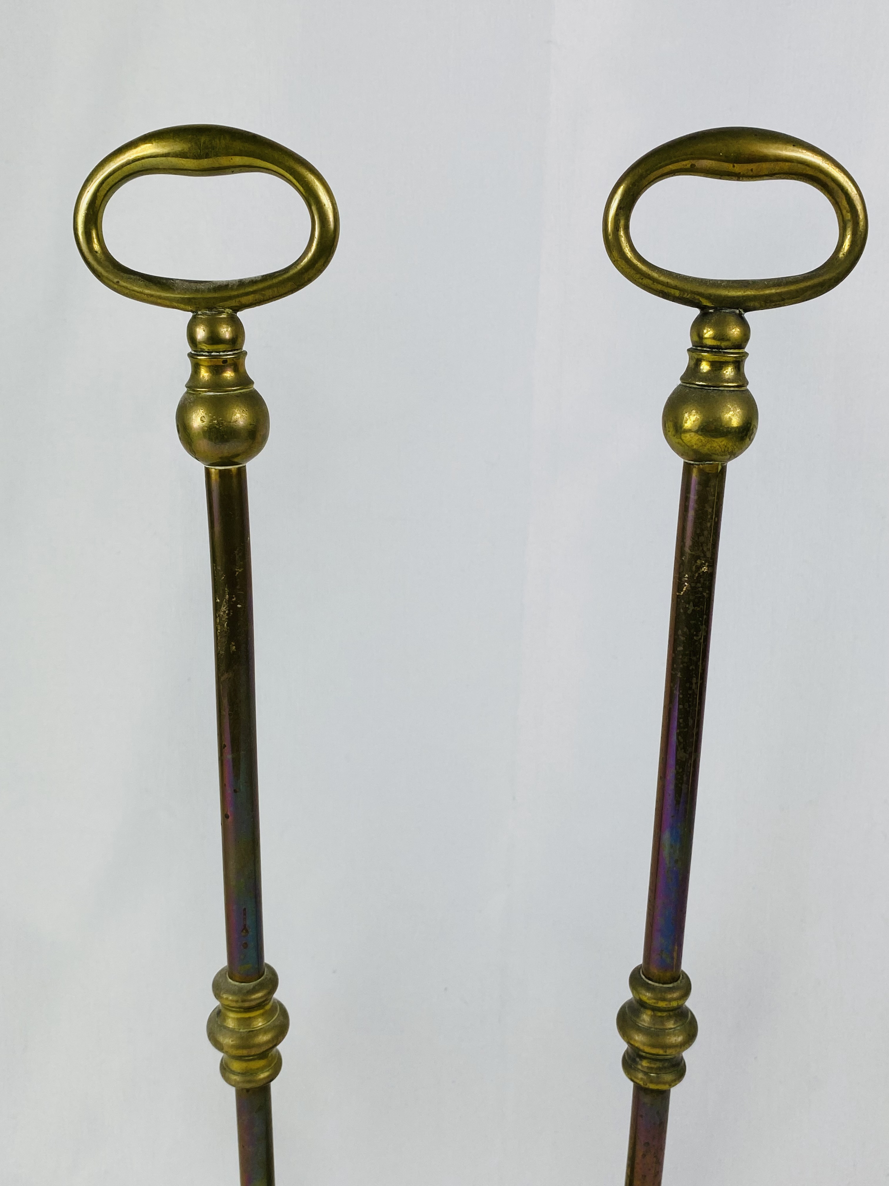 Pair of brass door stops with cast iron bases. - Image 3 of 3
